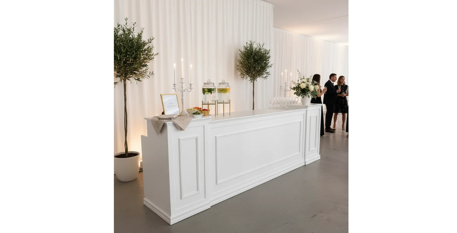 Bar mobile événementiel professionnel blanc sur-mesure — BarConcept