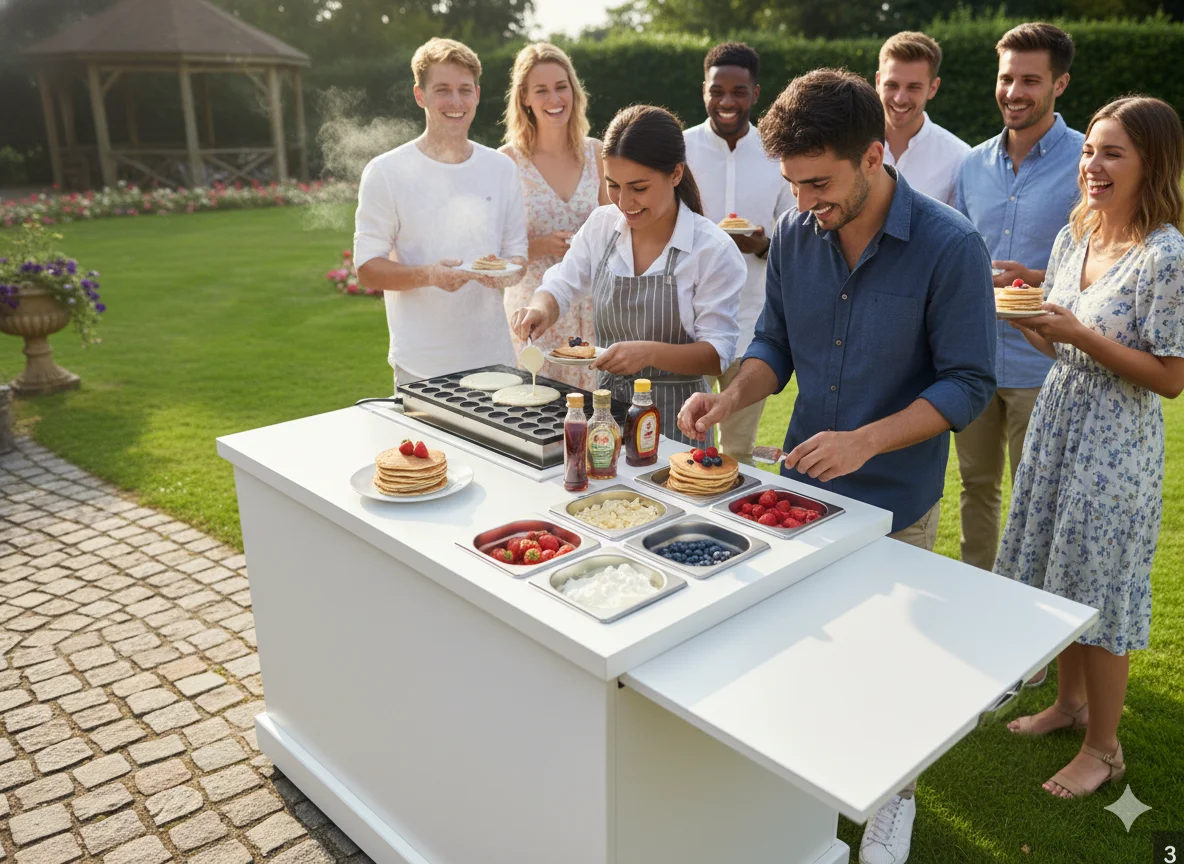 Stand pancakes mobile sur-mesure en utilisation extérieure — BarConcept